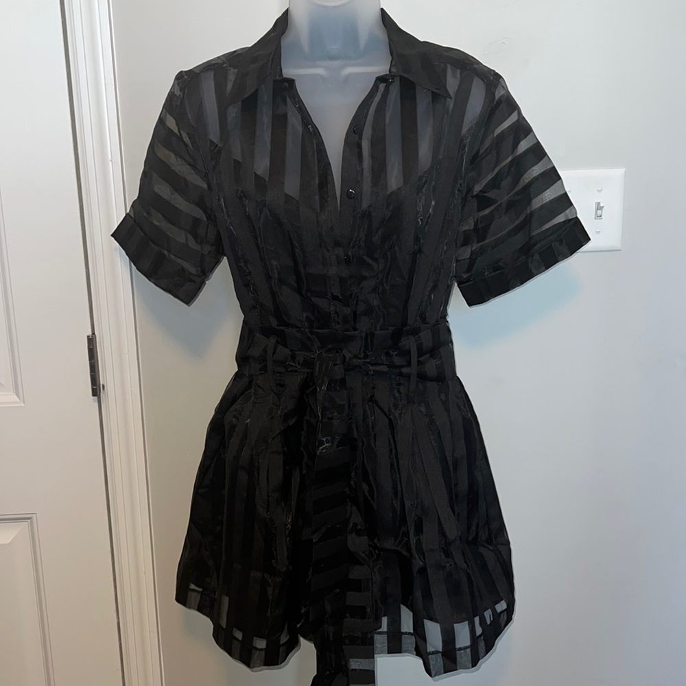 Mesh Romper with waist tie